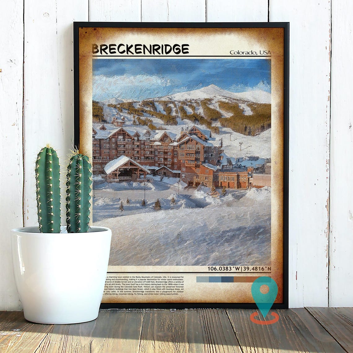 Breckenridge Colorado Ski Village Mountain Lodge Winter Poster - Image 2