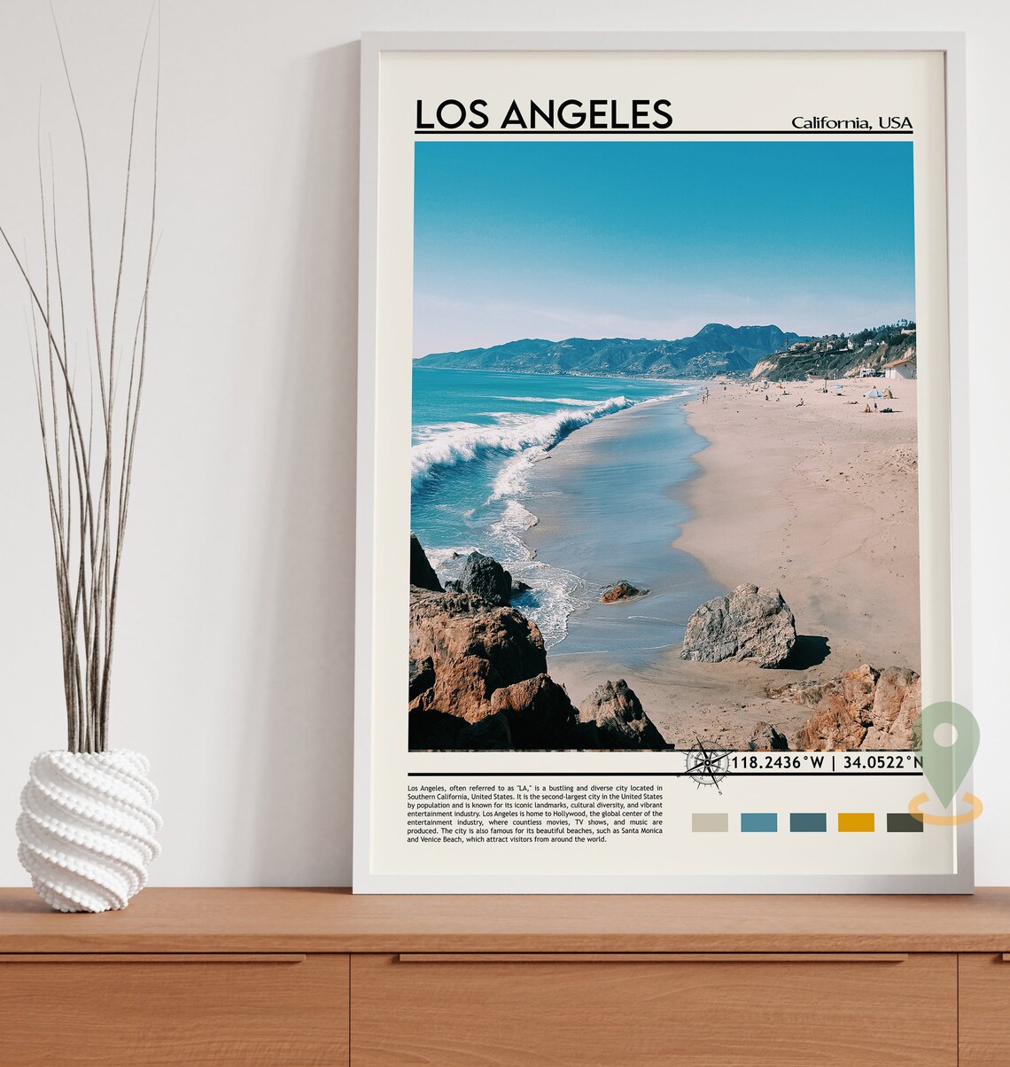 Los Angeles California Beach Coastline Ocean Waves Photo Poster - Image 3