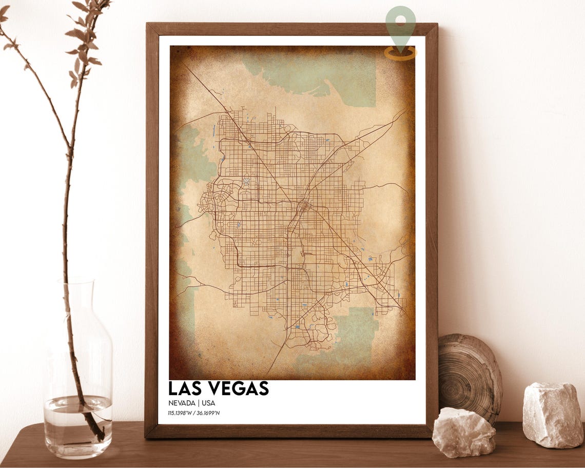 Las Vegas Map Las Vegas Map Print Las Vegas Wall Art Las Vegas Travel Poster Las Vegas Poster Las Vegas Photo Las Vegas Nevada Poster - Image 4