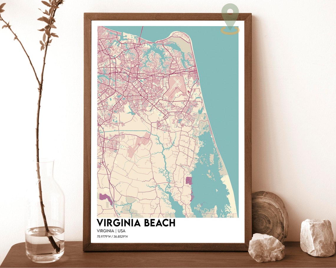 Virginia Beach Virginia Map Poster Navy Gold Coastal Modern Art - Image 6