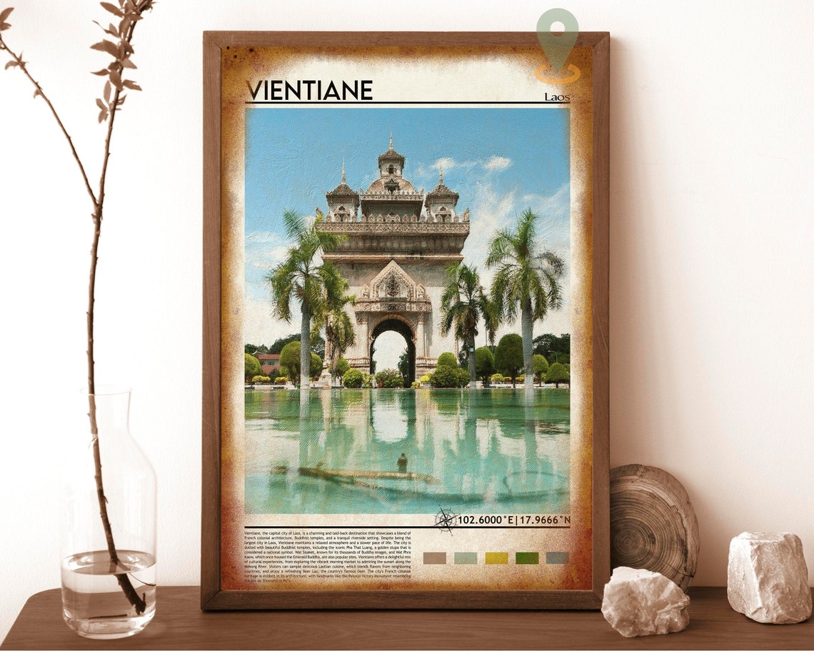 Vientiane Print Vientiane Poster Vientiane Wall Art Vientiane Travel Vientiane Art Print Vientiane Artwork Vientiane City Laos Print - Image 6