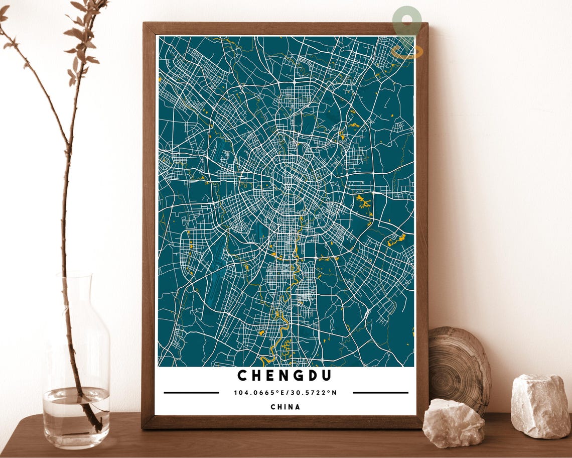 Chengdu China City Map Retro Cream Circular Street Network Poster - Image 4