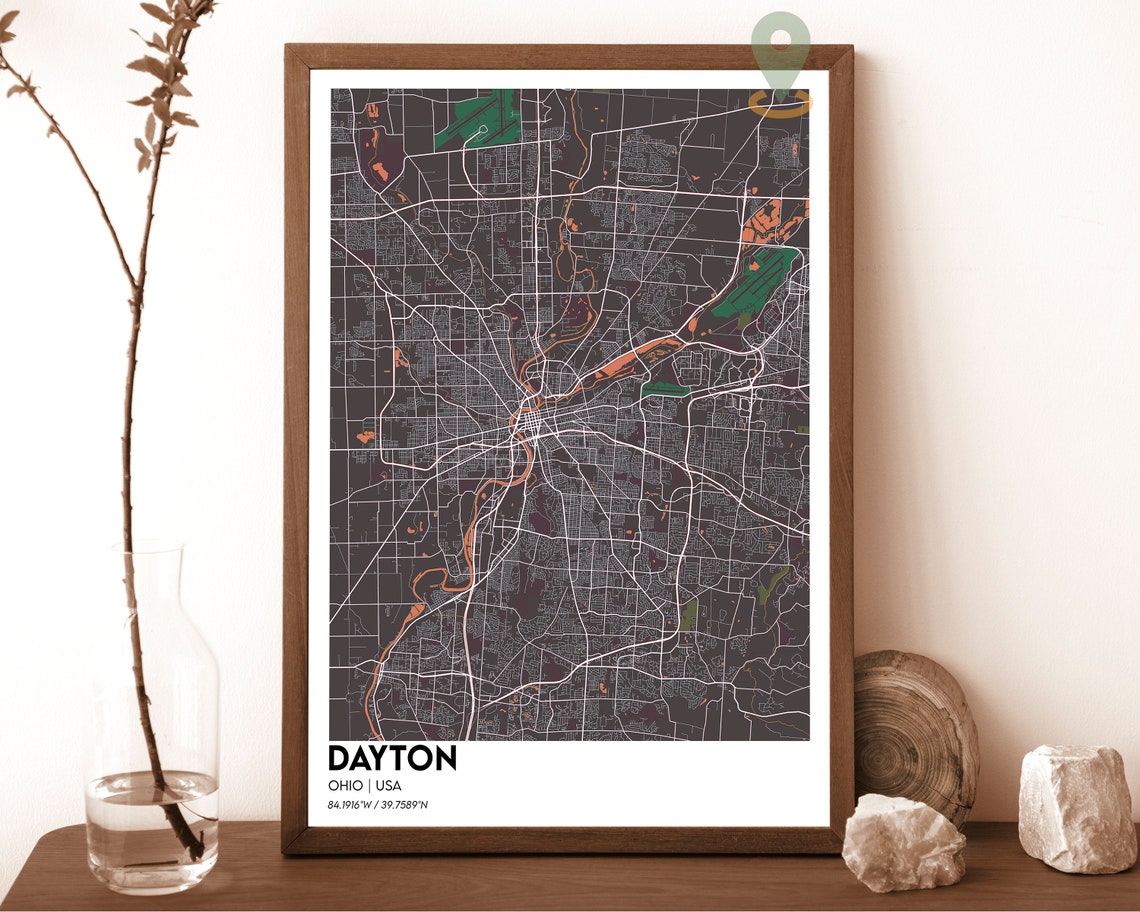 Dayton Ohio Blush Pink Modern City Map Street Grid Art Poster - Image 5