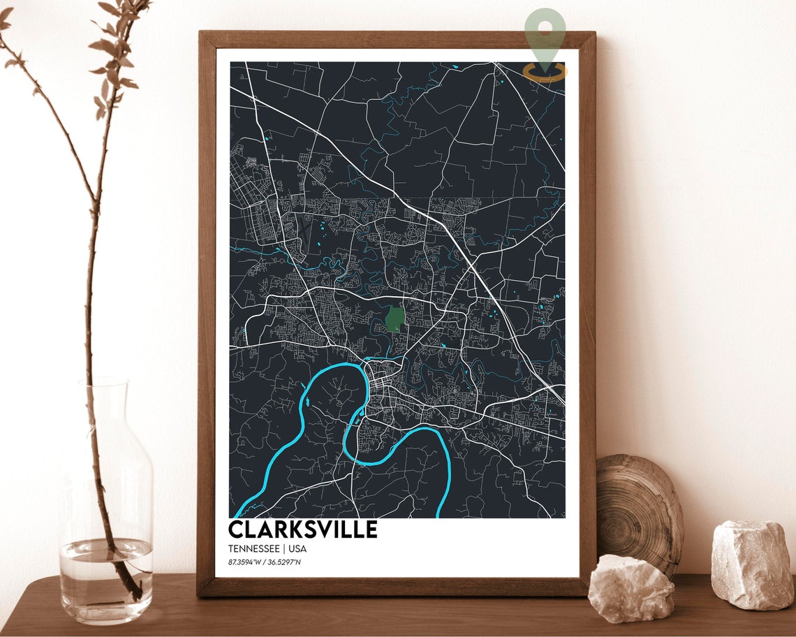 Clarksville Tennessee Clarksville Map Clarksville Map Print Clarksville Gift Clarksville Wall Art Clarksville City Travel Poster - Image 6