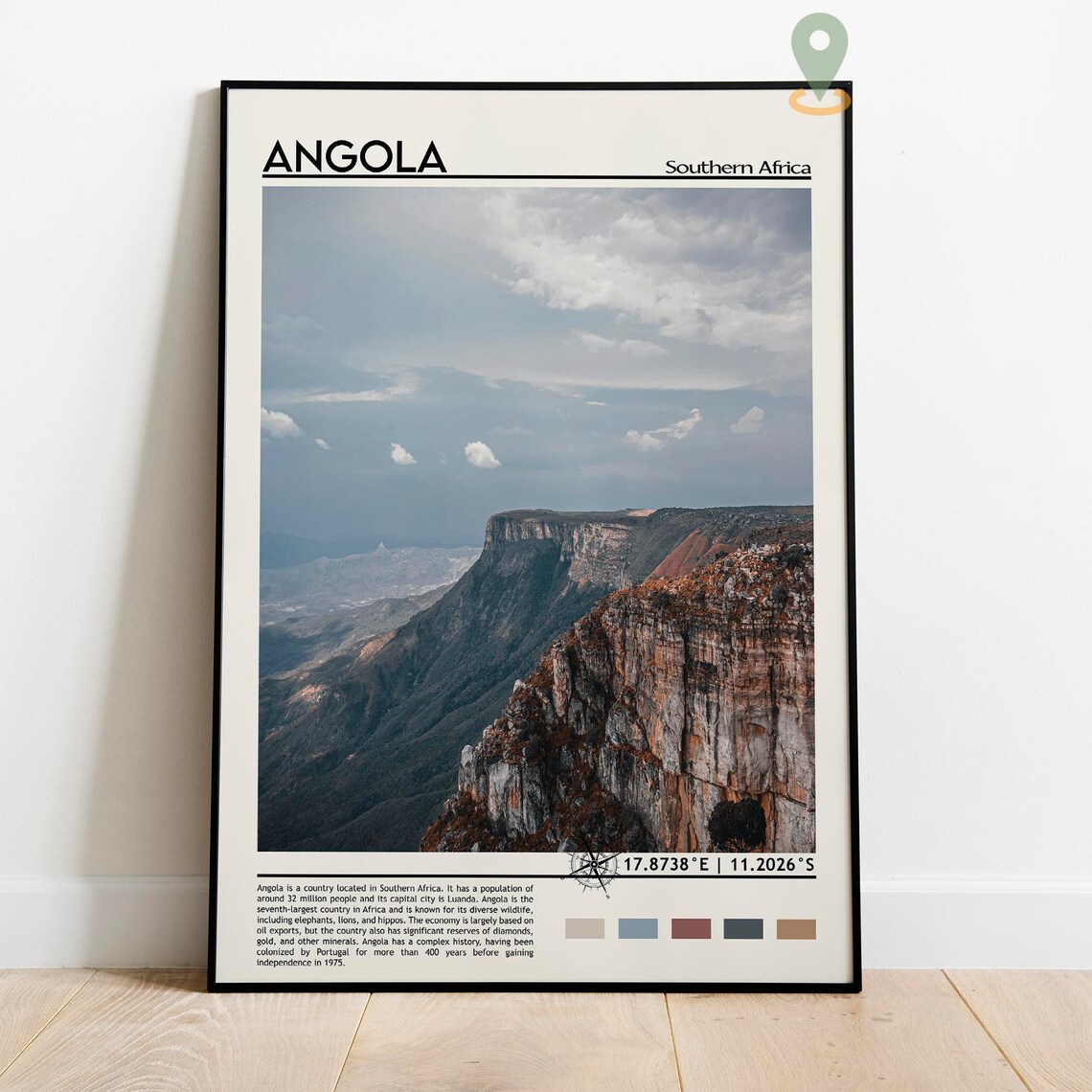 Angola Southern Africa Red Rock Cliff Landscape Travel Poster - Image 5