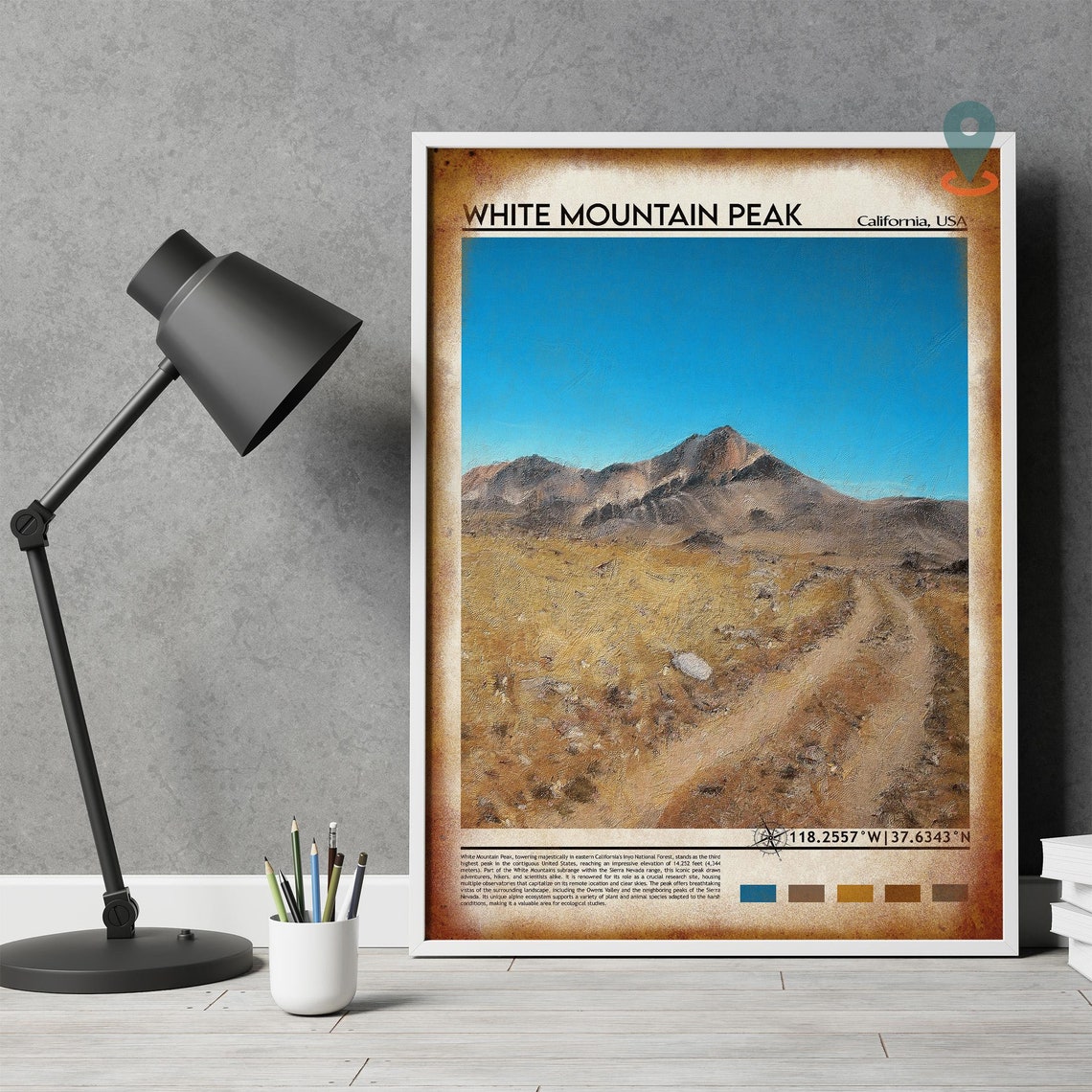 White Mountain Peak California Desert Summit USA Travel Facts Poster - Image 4