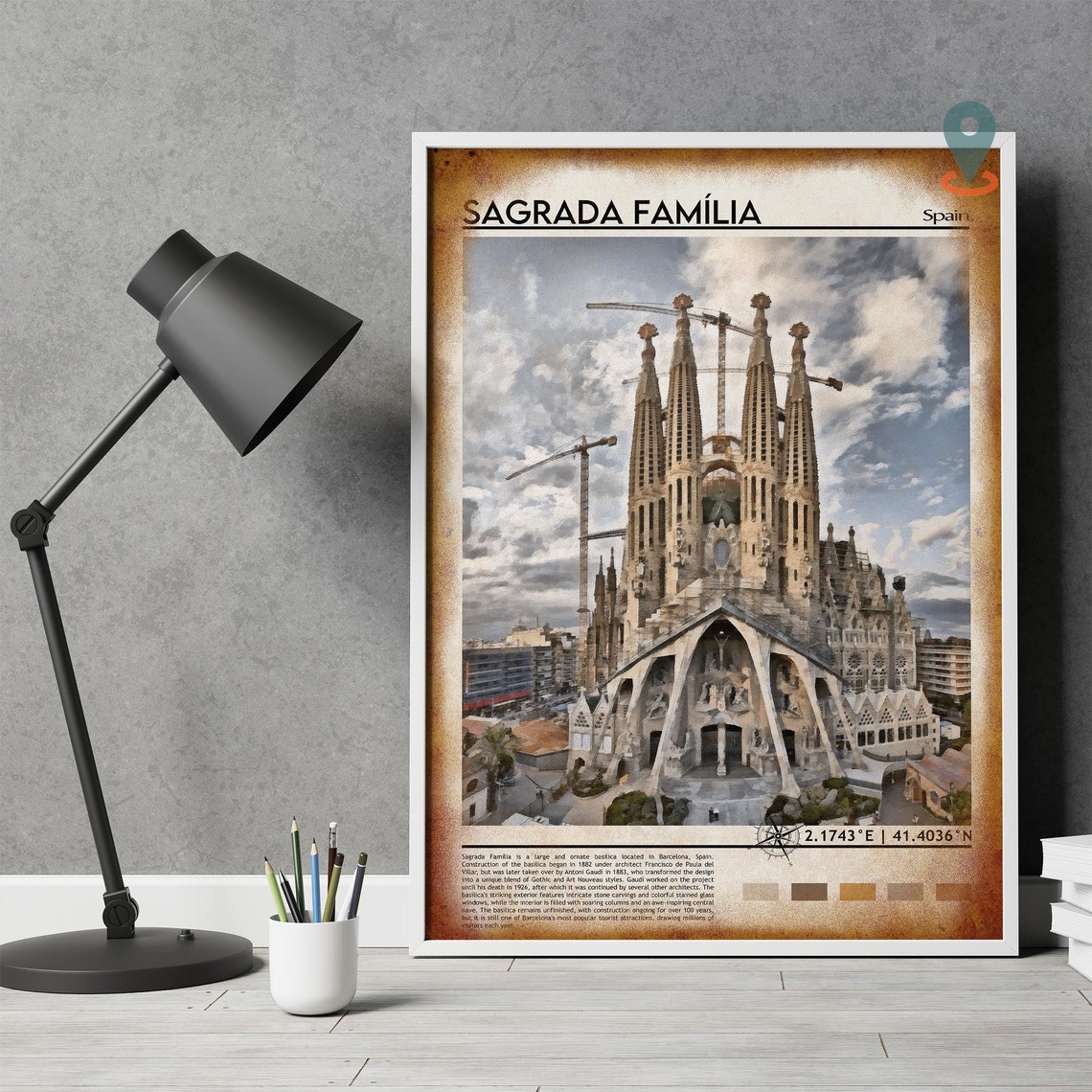Sagrada Familia Barcelona Spain Basilica Architecture Travel Poster - Image 4