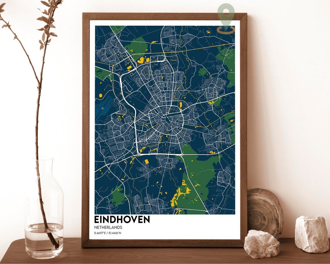 Eindhoven Netherlands Rose Cream Vintage City Map Street Poster - Image 2