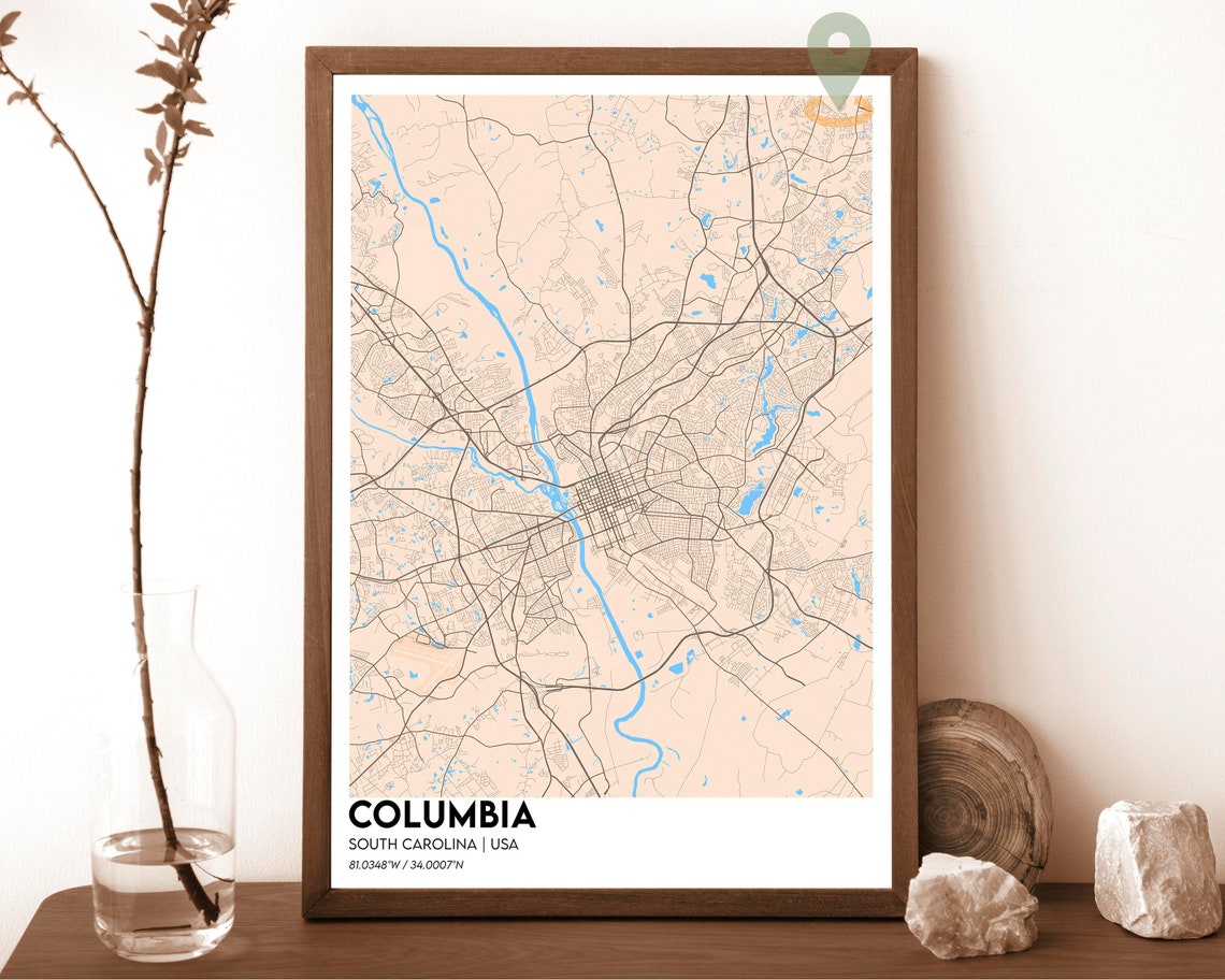 Columbia South Carolina Columbia Map Columbia Map Print Columbia Gift Columbia Wall Art Columbia Travel Poster Columbia City Poster - Image 4