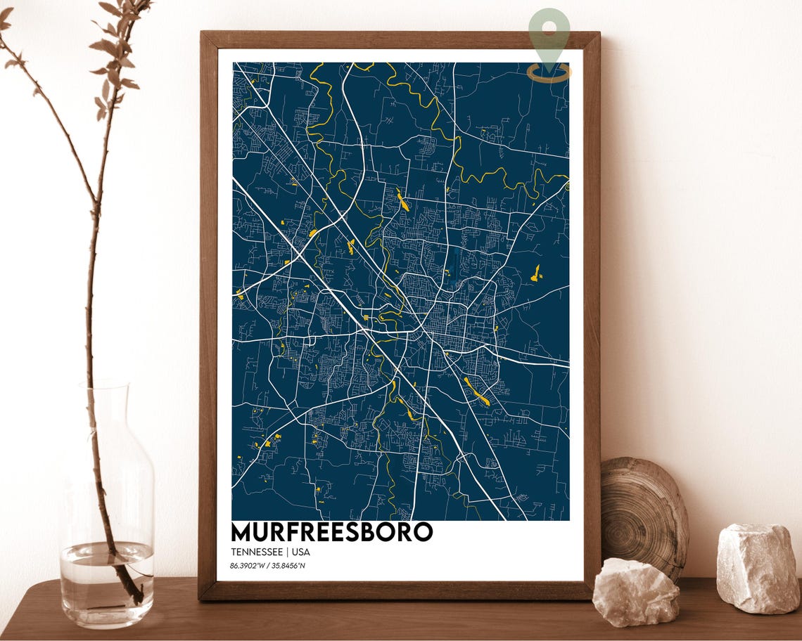 Murfreesboro Tennessee Forest Green Modern City Map Art Poster - Image 6