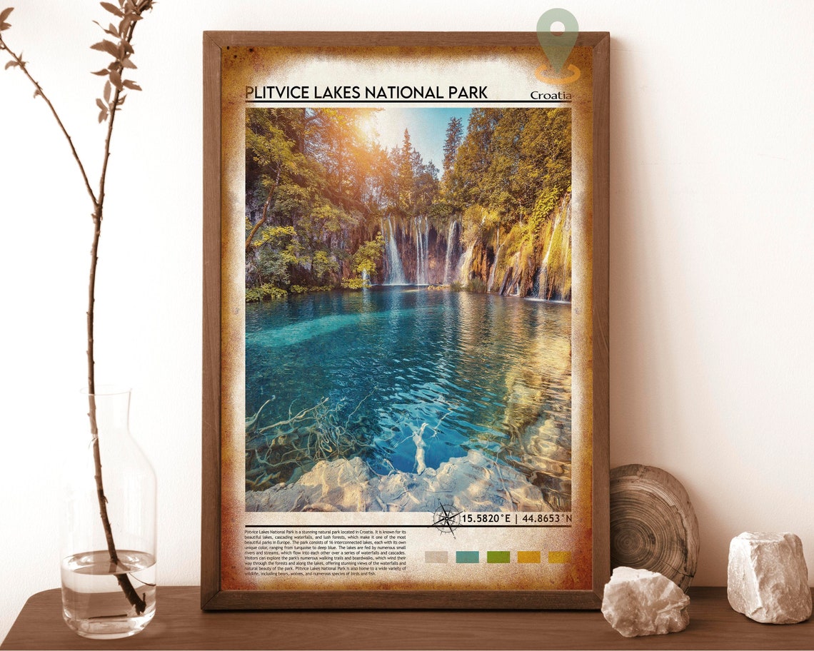 Plitvice Lakes Croatia Turquoise Waterfalls Forest Travel Poster - Image 6
