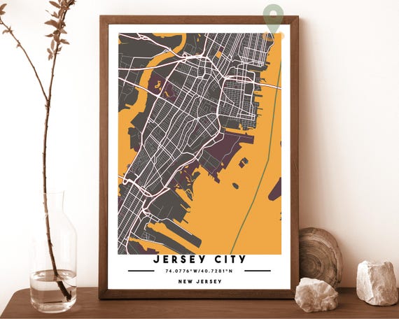 Jersey City Map Jersey City Map Print Jersey City Personalized Map Jersey City Wall Art Jersey City Travel Poster Jersey City Skykline