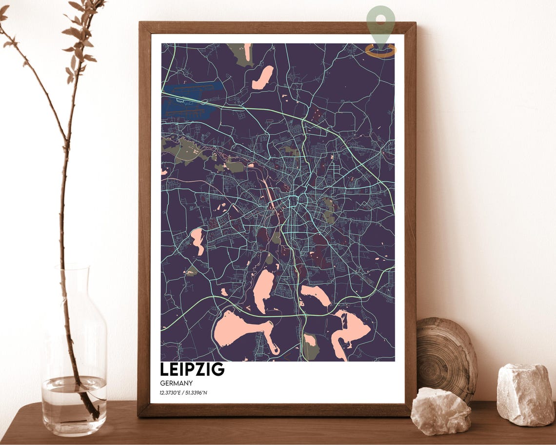 Leipzig Germany Light Blue Airy European Street Map Travel Poster - Image 6