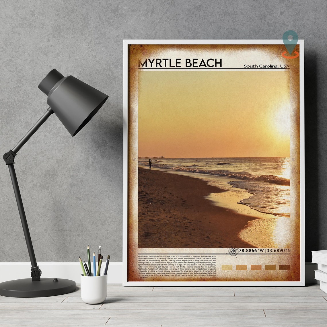 Myrtle Beach South Carolina Sunset Surf Ocean Waves Travel Print - Image 4