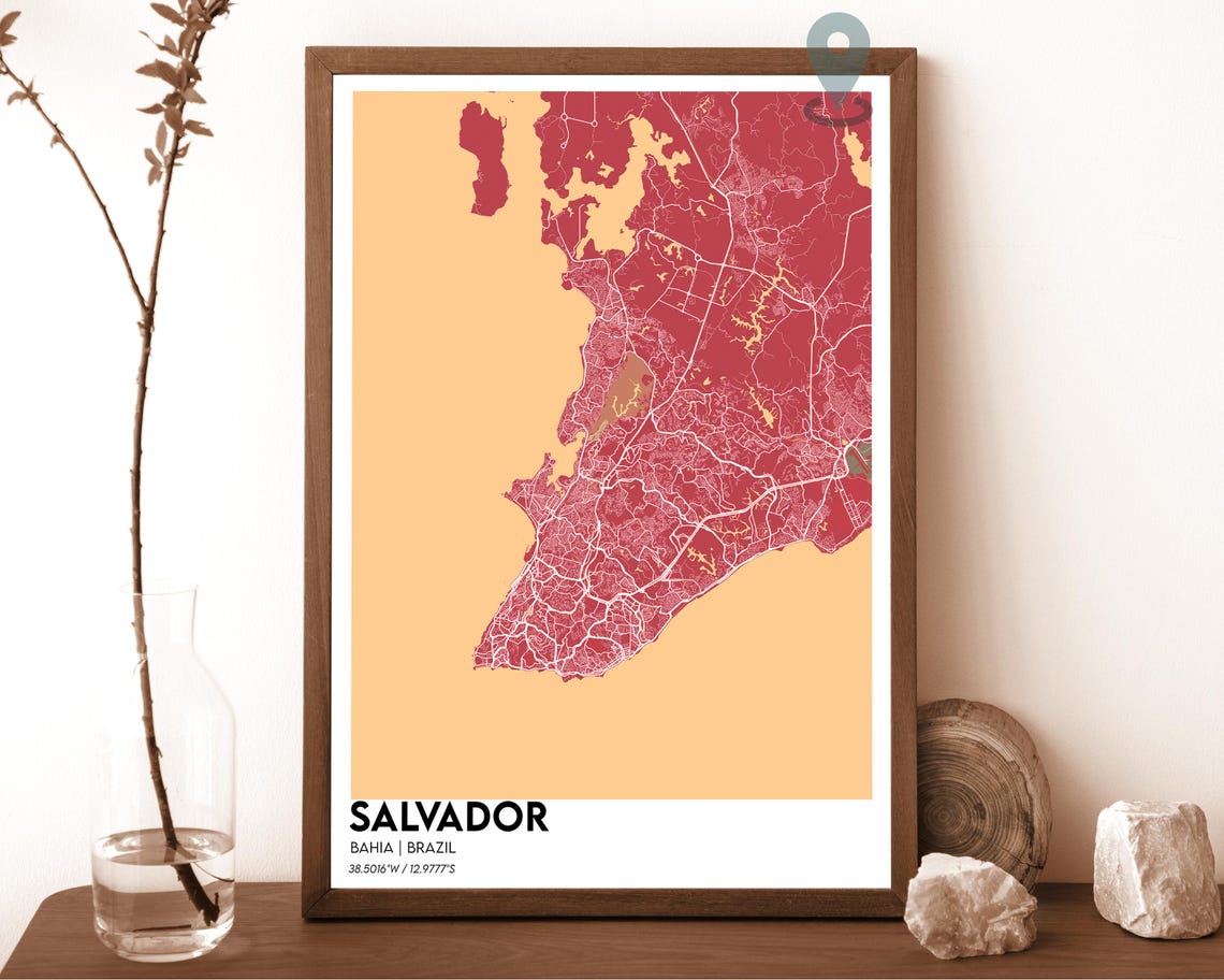 Salvador Map Salvador Map Print Salvador Personalized Map Salvador City Salvador Travel Poster Salvador Bahia Poster Salvador Brazil - Image 4