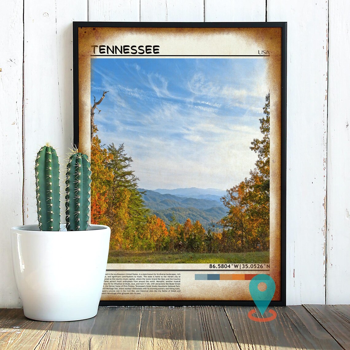 Tennessee Smoky Mountains Fall Colors Autumn Forest View Poster - Image 2