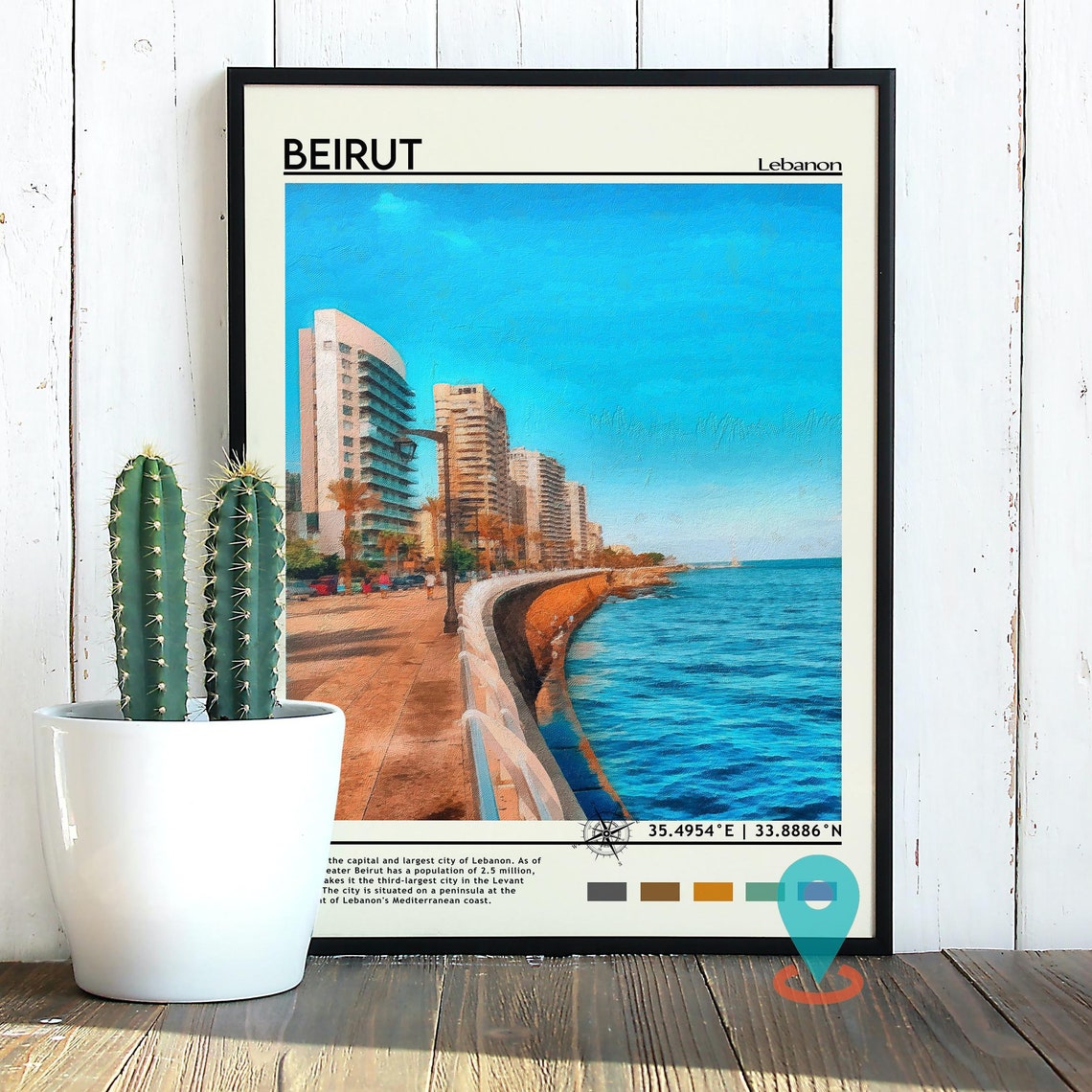 Beirut Lebanon Seafront Corniche Mediterranean City Travel Poster - Image 4