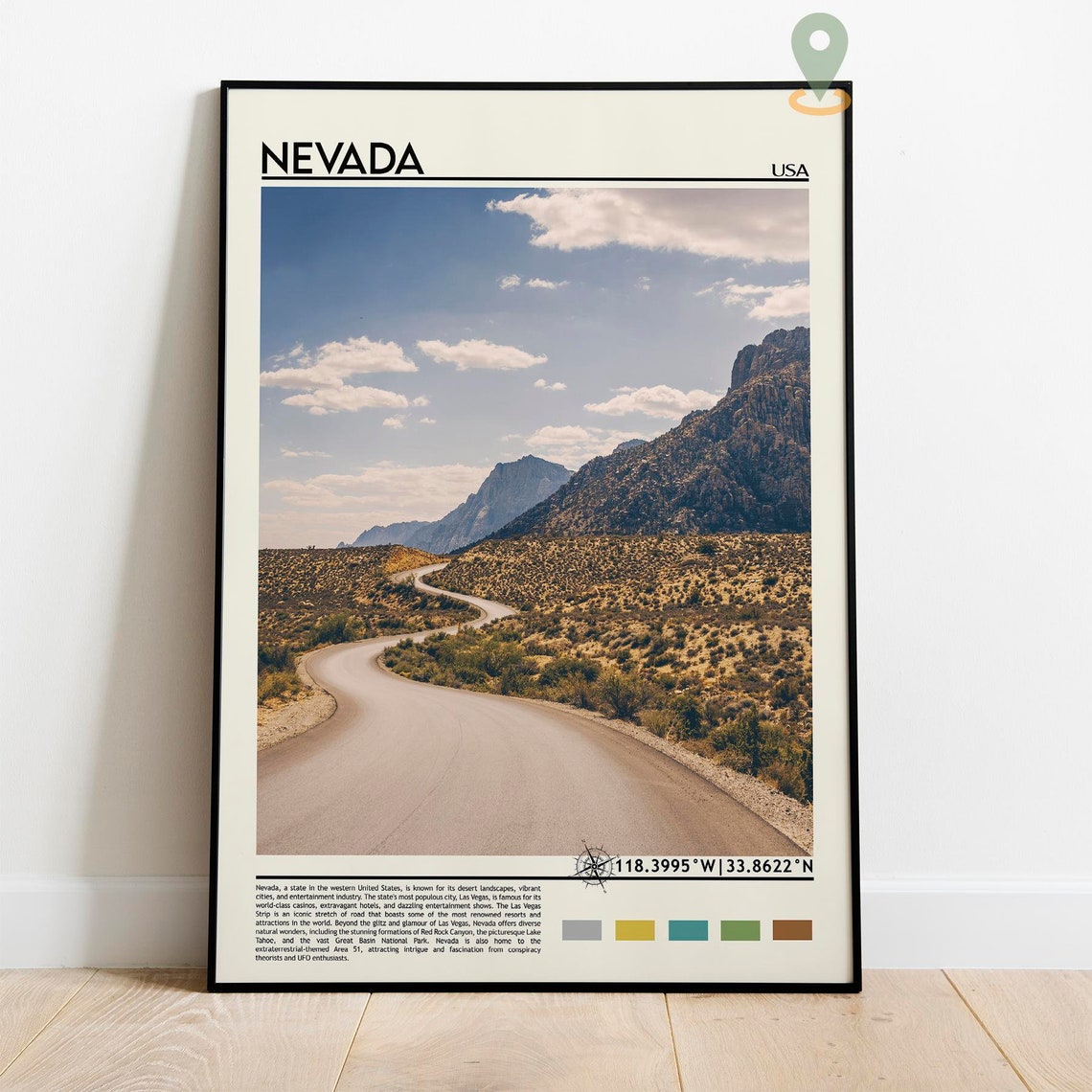 Nevada Desert Canyon Road Travel Poster Scenic Mountain Drive - Image 2