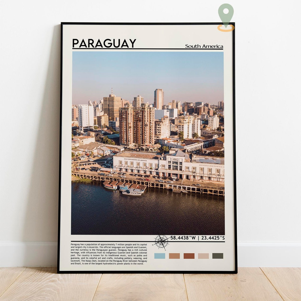 Paraguay Print Paraguay Art Paraguay Poster Paraguay Photo Paraguay Poster Print Paraguay Painting Asuncin Travel Poster Paraguay - Image 2