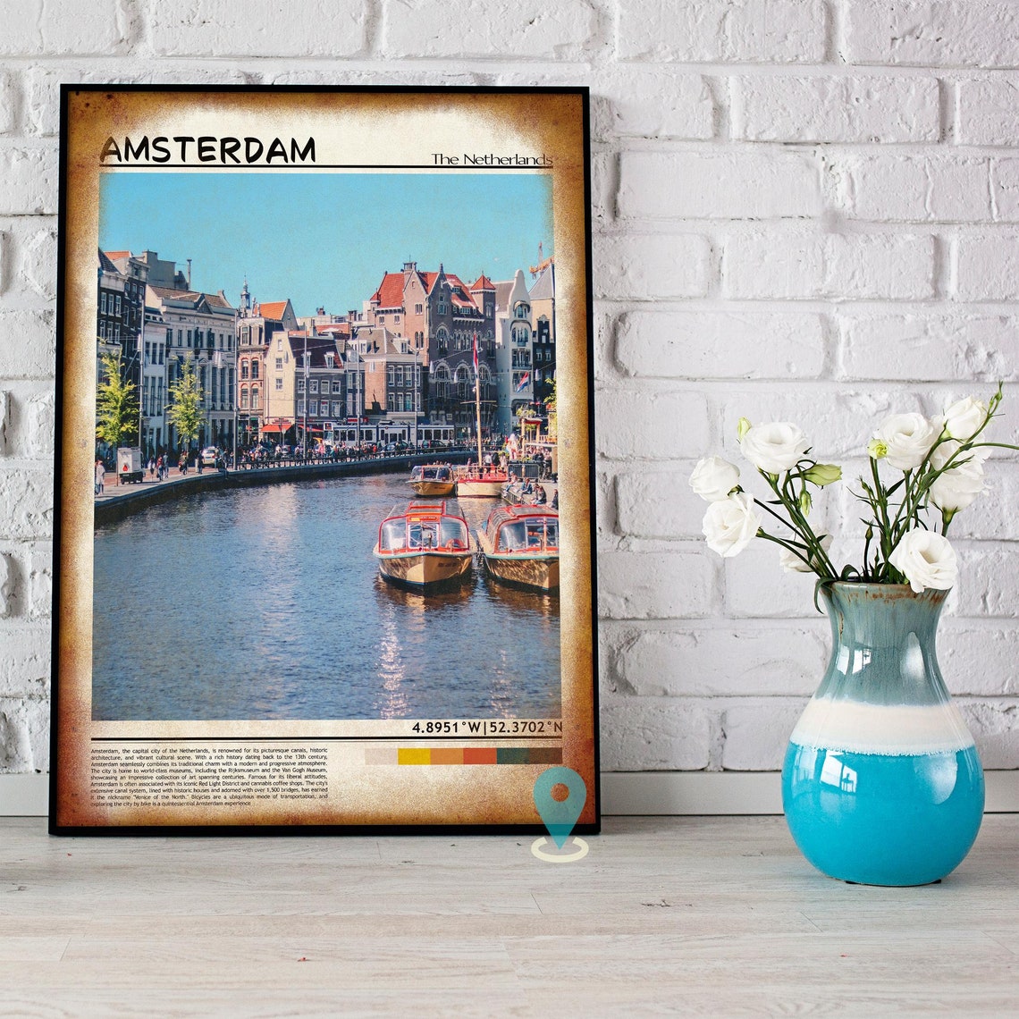 Amsterdam Netherlands Canal Boats Historic Waterfront Poster - Image 5
