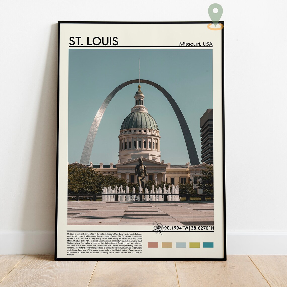 St Louis Missouri Gateway Arch Courthouse Fountain Travel Poster - Image 5