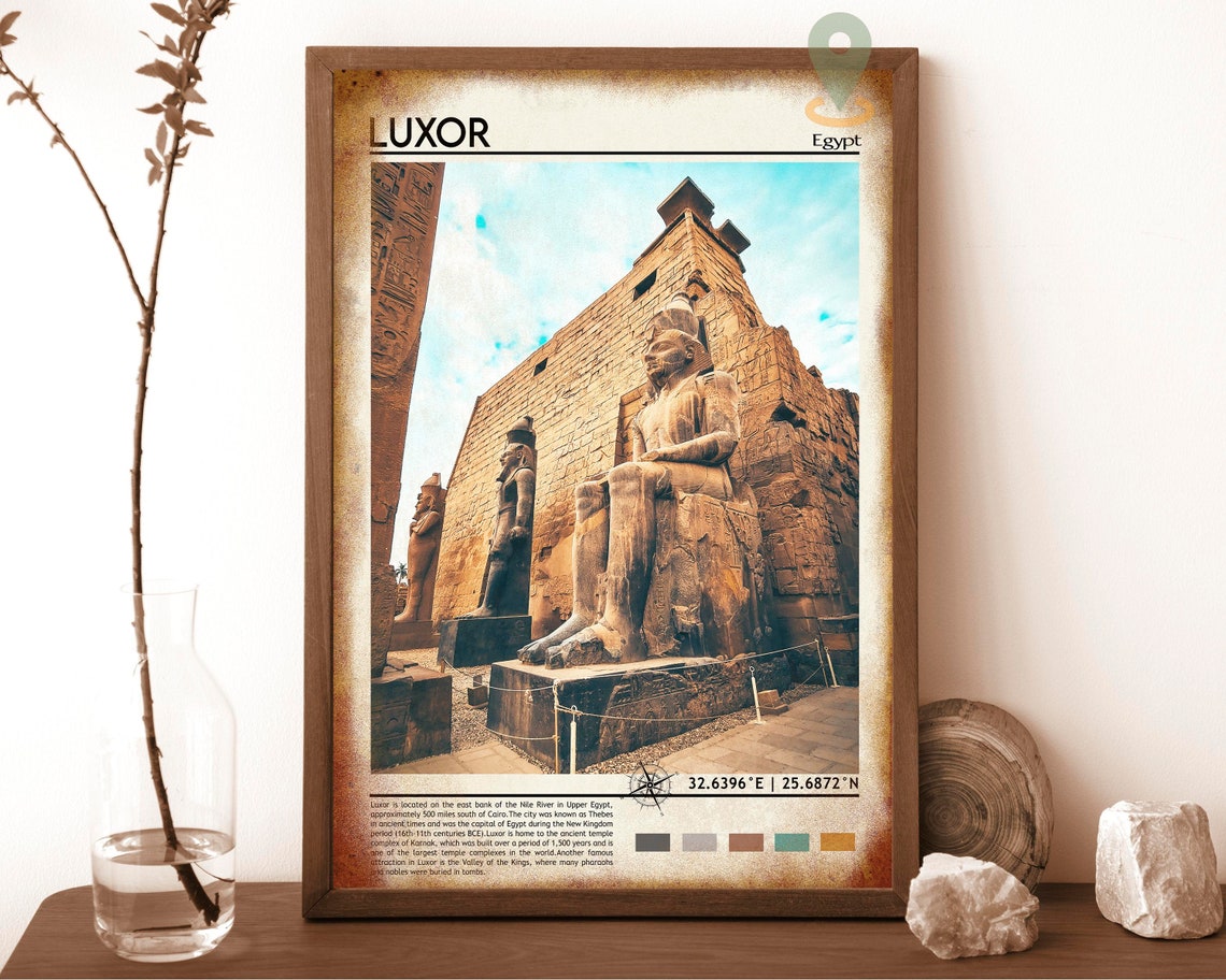 Luxor Egypt Ancient Pharaoh Temple Statues Photo Travel Wall Art - Image 6