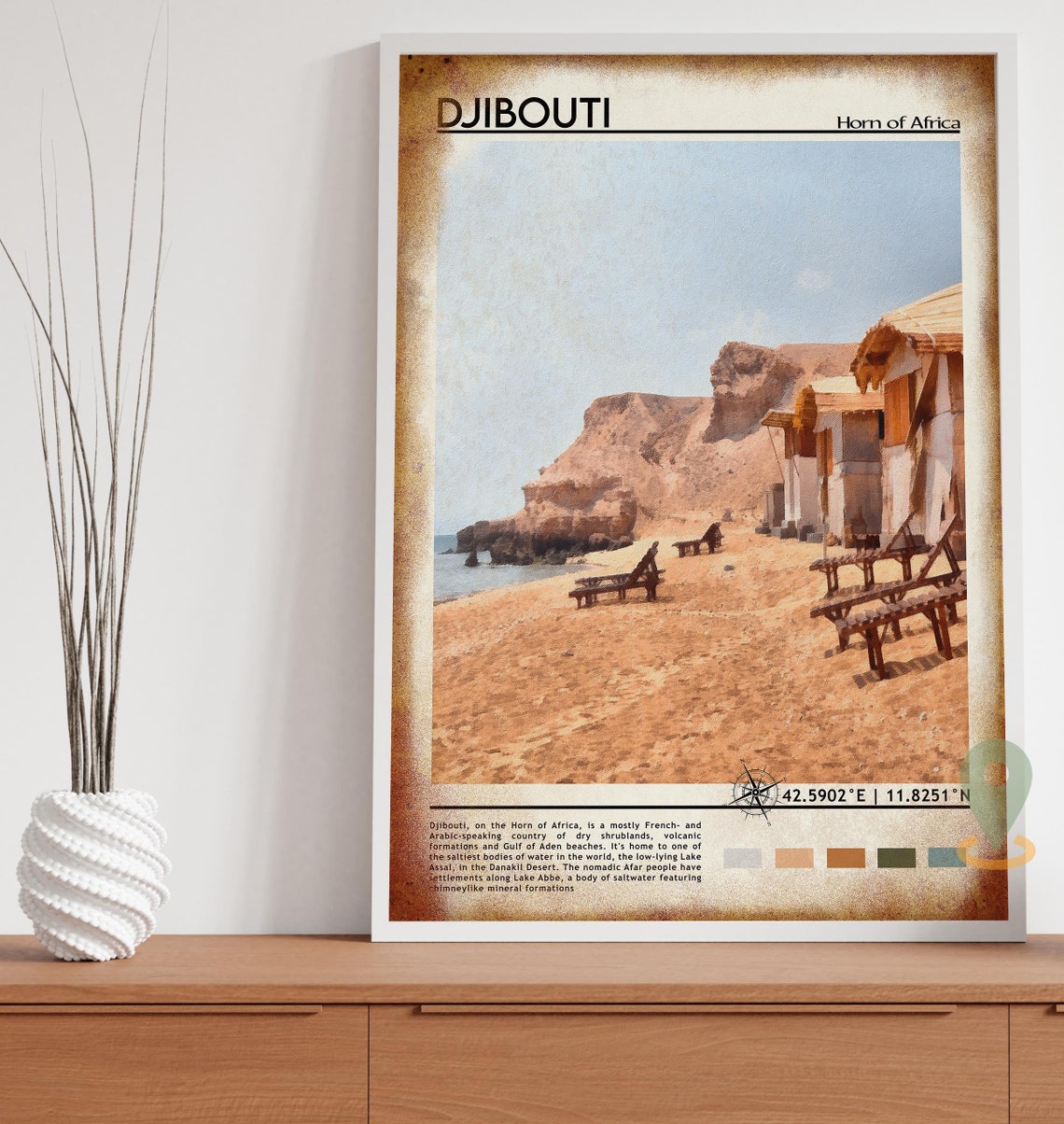 Djibouti Horn of Africa Sandy Beach Cliffs Travel Photo Poster - Image 4
