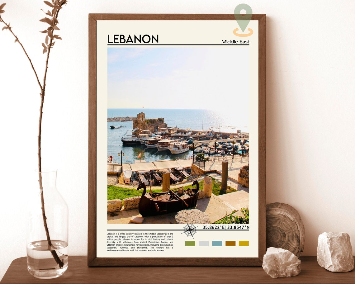 Lebanon Middle East Historic Harbor Castle View Travel Poster