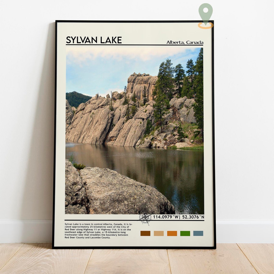 Sylvan Lake Alberta Canada Rocky Cliffs Lakeside Nature Poster - Image 2