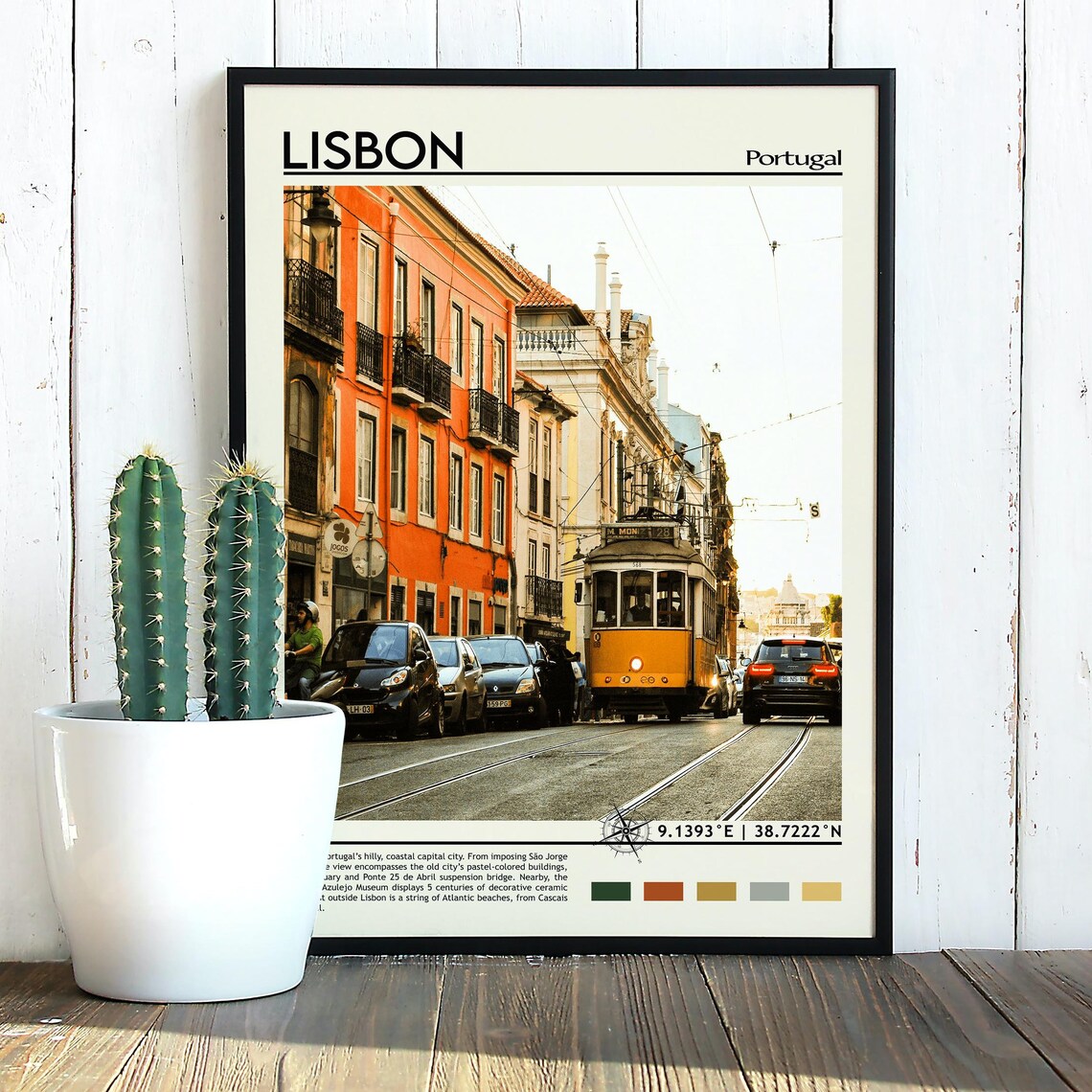Lisbon Portugal Yellow Tram Street Photo Vintage Travel Poster - Image 5