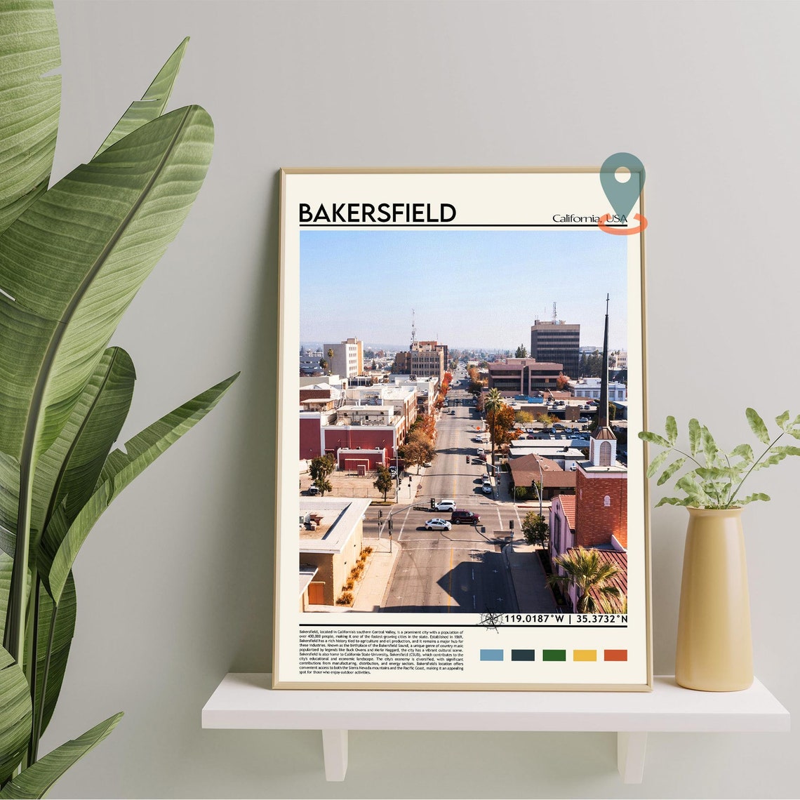 Bakersfield Print Bakersfield Poster Bakersfield Wall Art Bakersfield City Travel Bakersfield Art Print Bakersfield California Print - Image 5