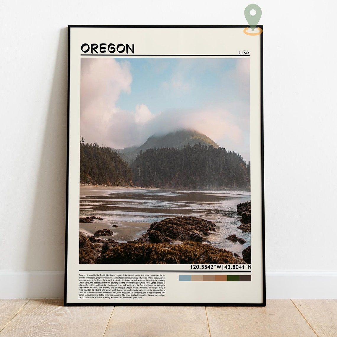 Oregon USA Scenic Misty Pacific Coast Cliffs Photo Home Decor Wall Art - Image 4
