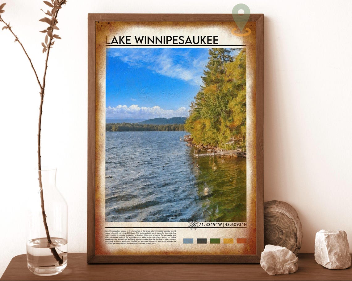 Lake Winnipesaukee Print Lake Winnipesaukee Lake Winnipesaukee Poster Lake Winnipesaukee Photo Lake Winnipesaukee New Hampshire - Image 6