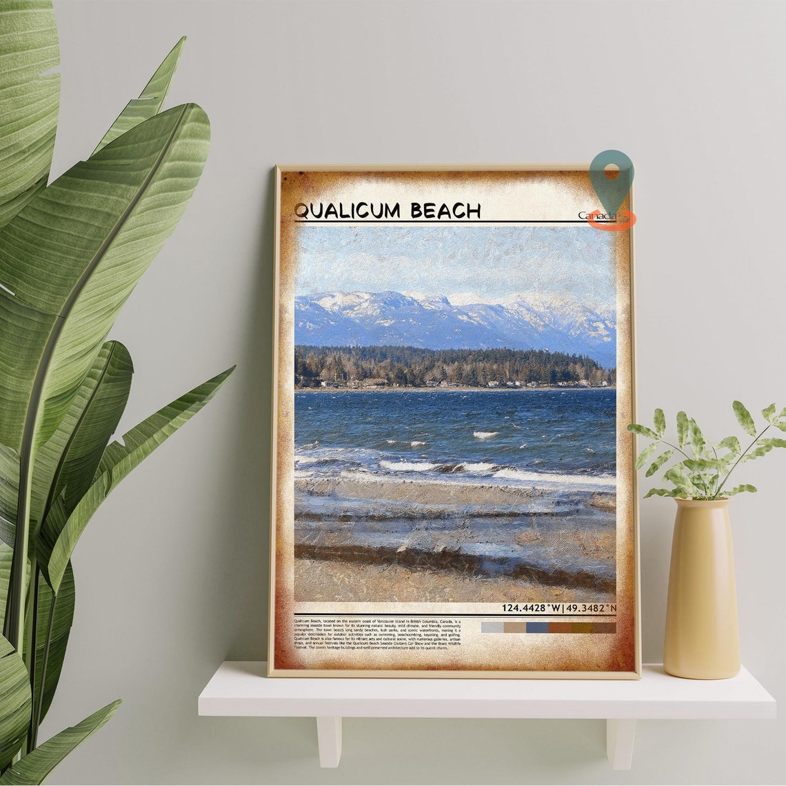 Qualicum Beach Canada Snowy Mountains Ocean Waves Vintage Poster - Image 5
