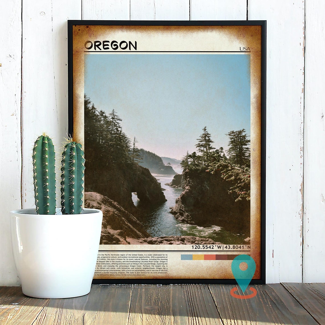 Oregon Coast Rocky Sea Cliffs Pacific Northwest Photo Poster - Image 3