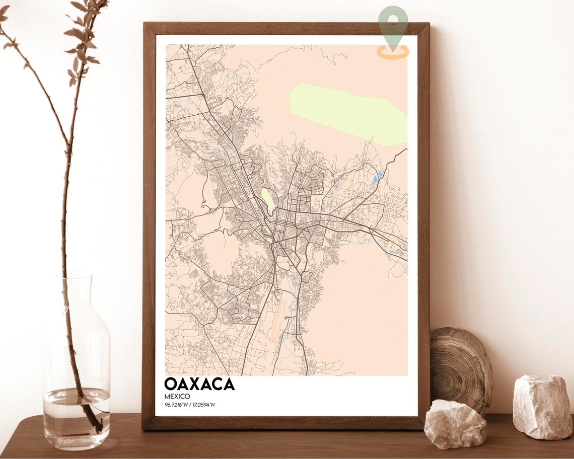 Oaxaca Mexico Midnight Blue Minimalist Street Map Travel Poster - Image 2