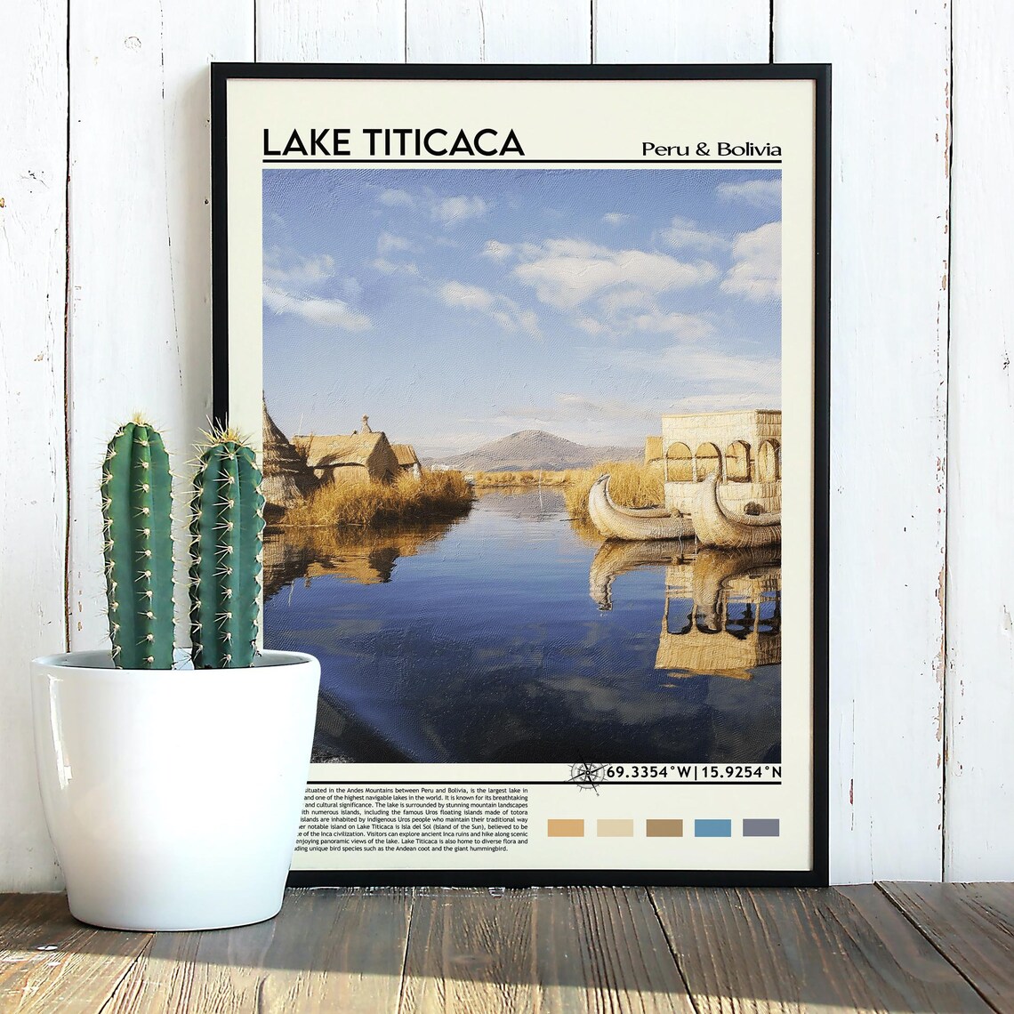 Lake Titicaca Peru Bolivia Floating Reed Islands Boats Photo Poster - Image 3