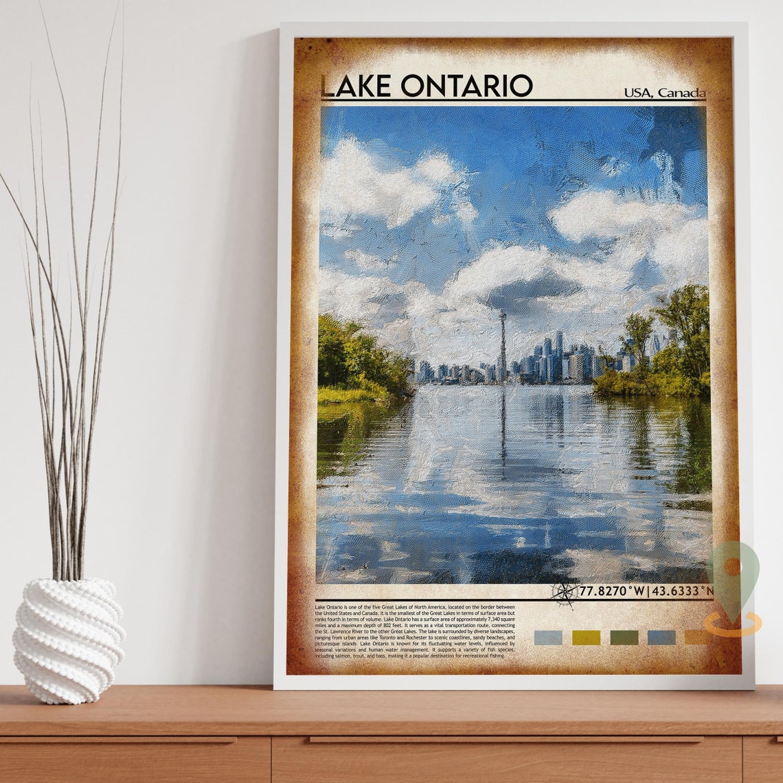 Lake Ontario Print Lake Ontario Poster Lake Ontario Wall Art Lake Ontario Travel Print Lake Ontario Art Print Canada Print Great Lakes - Image 4