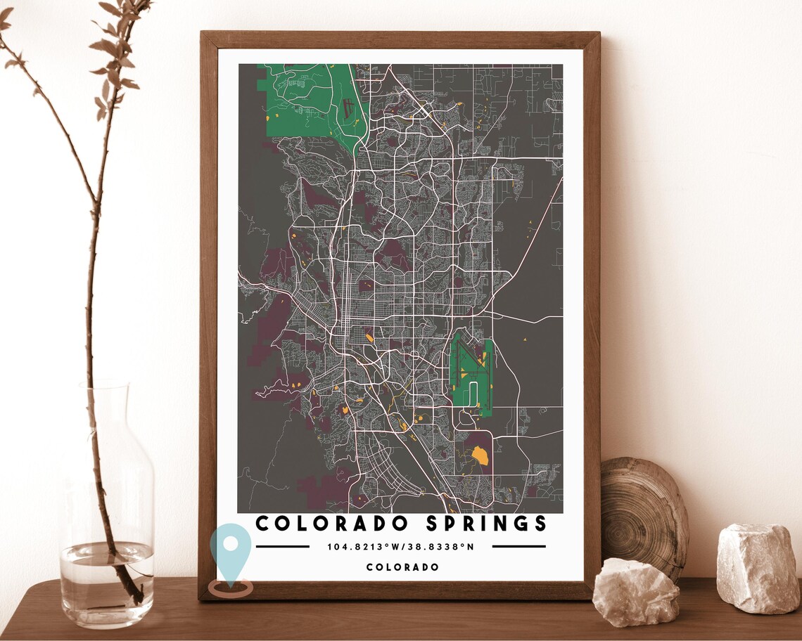 Colorado Springs Colorado Navy White Street Map Minimalist City Art Print - Image 4