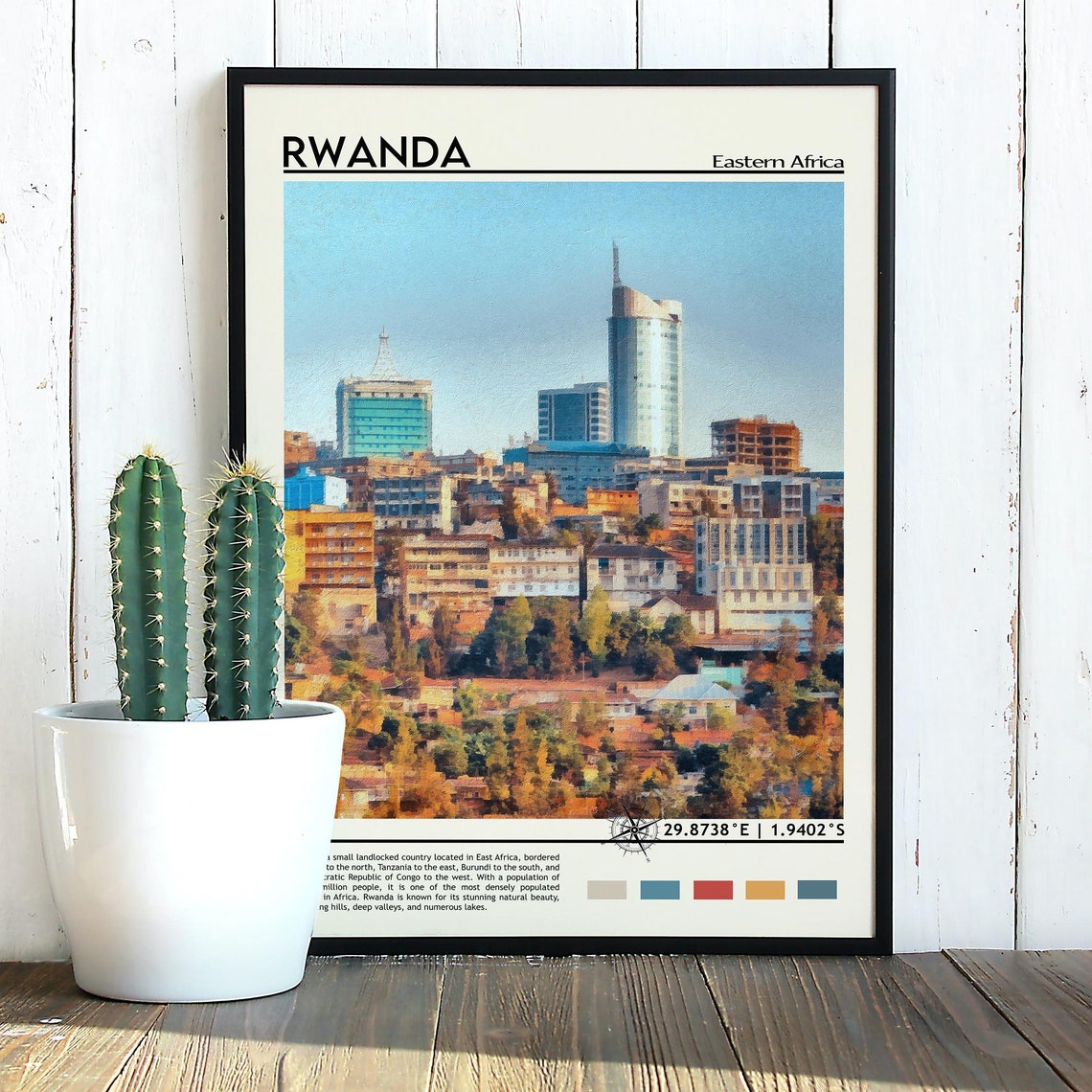 Rwanda Eastern Africa Kigali City Skyline Hills Travel Poster - Image 3