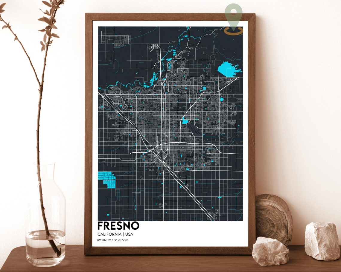 Fresno Map Fresno Map Print Fresno Personalized Map Fresno Wall Art Fresno Travel Poster Fresno Poster Fresno California Poster