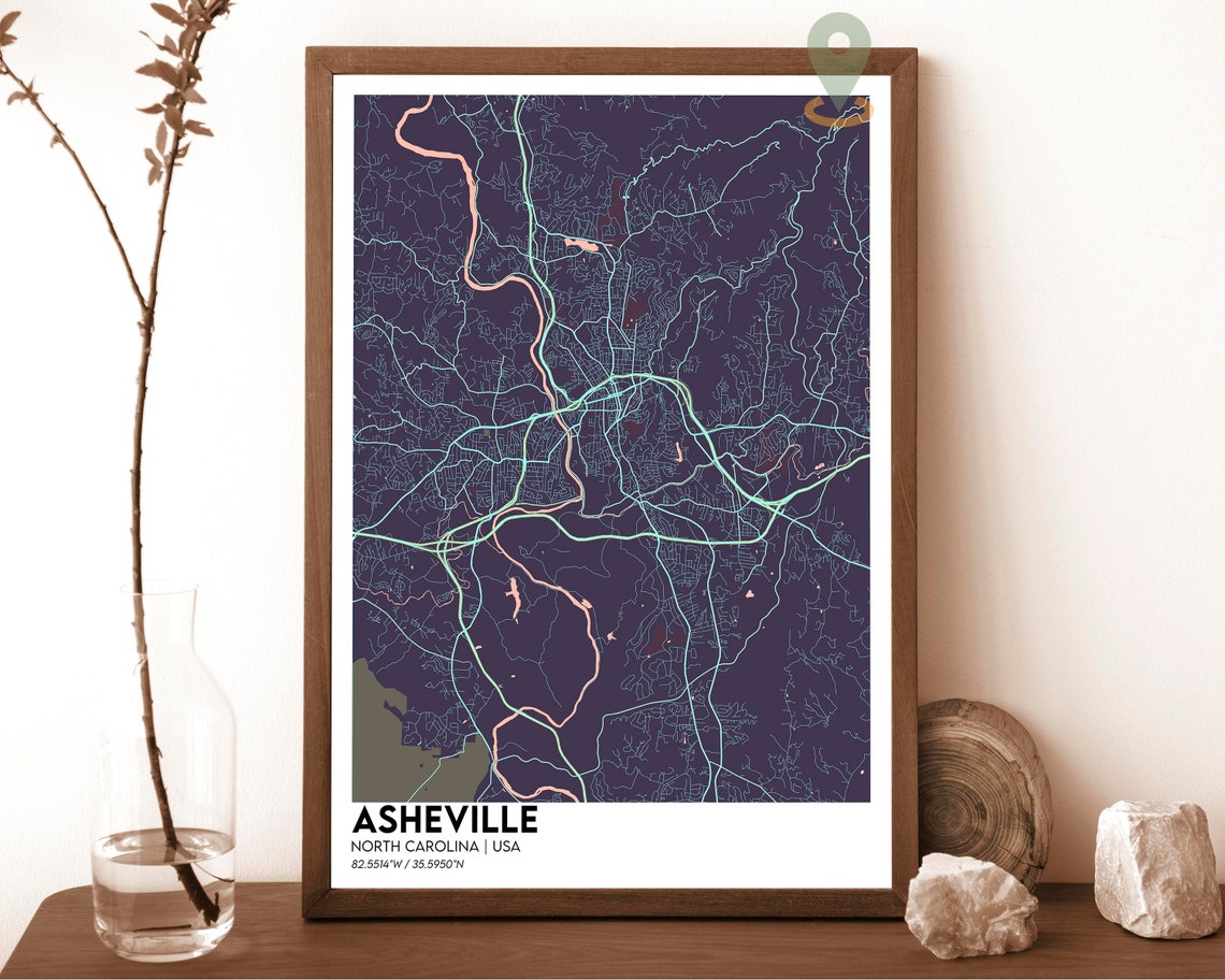 Asheville Map Asheville Map Print Asheville Personalized Map Asheville Wall Art Asheville Travel Poster Asheville City North Carolina - Image 6