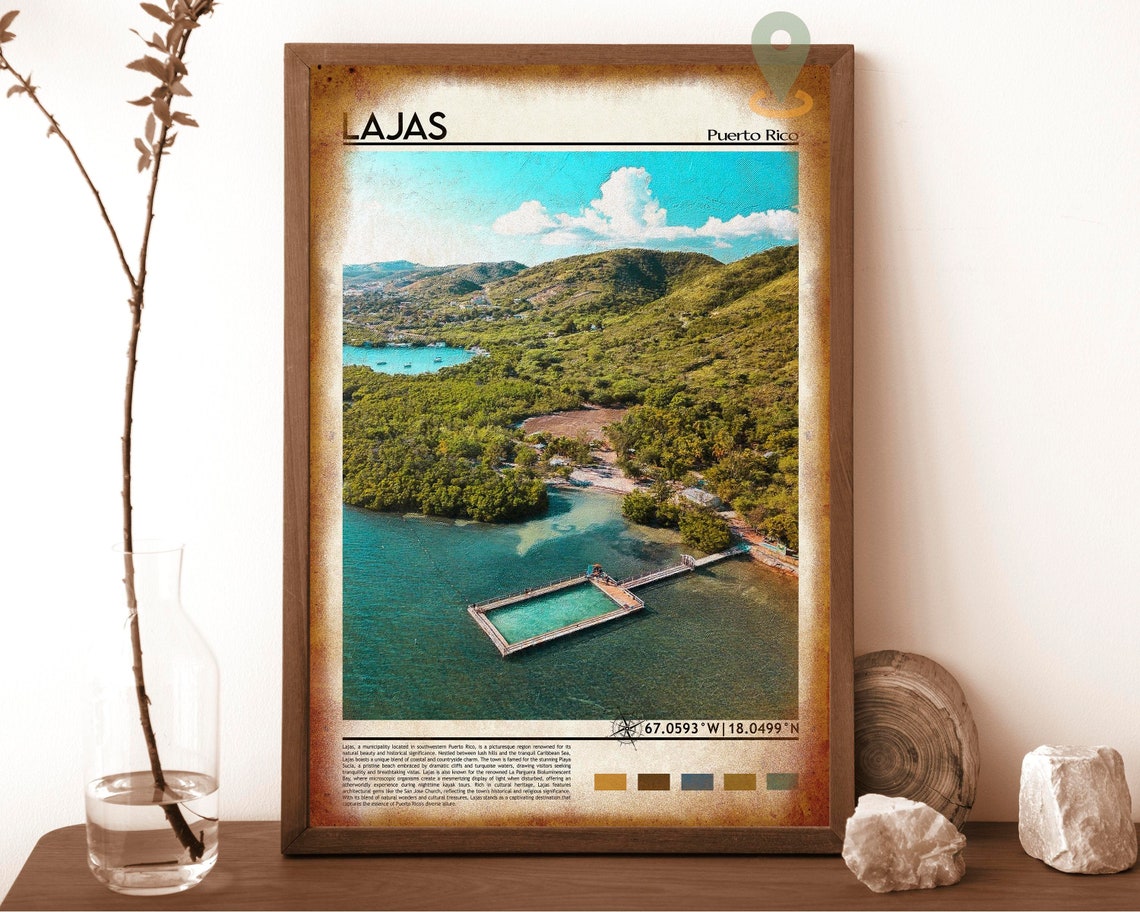 Lajas Puerto Rico Turquoise Bay Aerial Lagoon Sunset Travel Poster - Image 6
