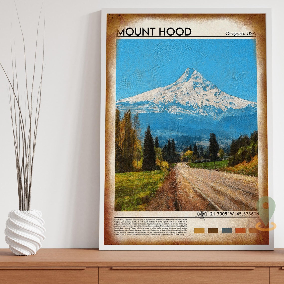 Mount Hood Oregon USA Snowcapped Volcano Peak Scenic Road Poster - Image 4