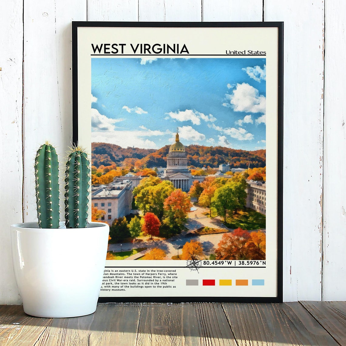 West Virginia Fall Foliage State Capitol Building Travel Poster - Image 4