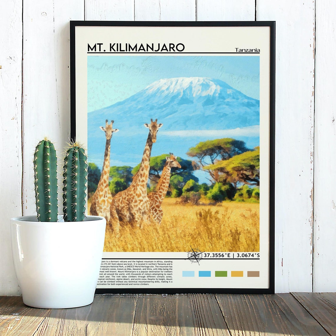 Mount Kilimanjaro Tanzania Giraffe Safari Peak Travel Poster - Image 5