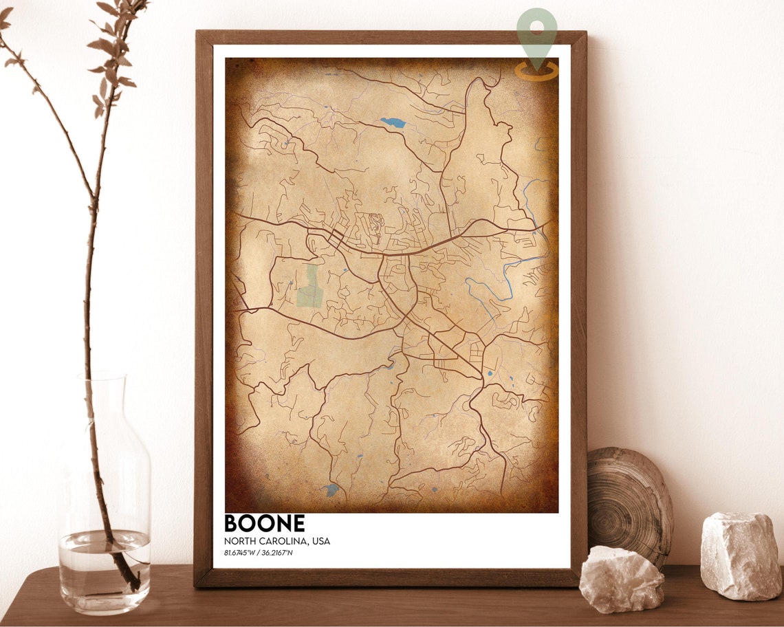 Boone North Carolina Dark Forest Green City Map Wall Decor Poster - Image 6