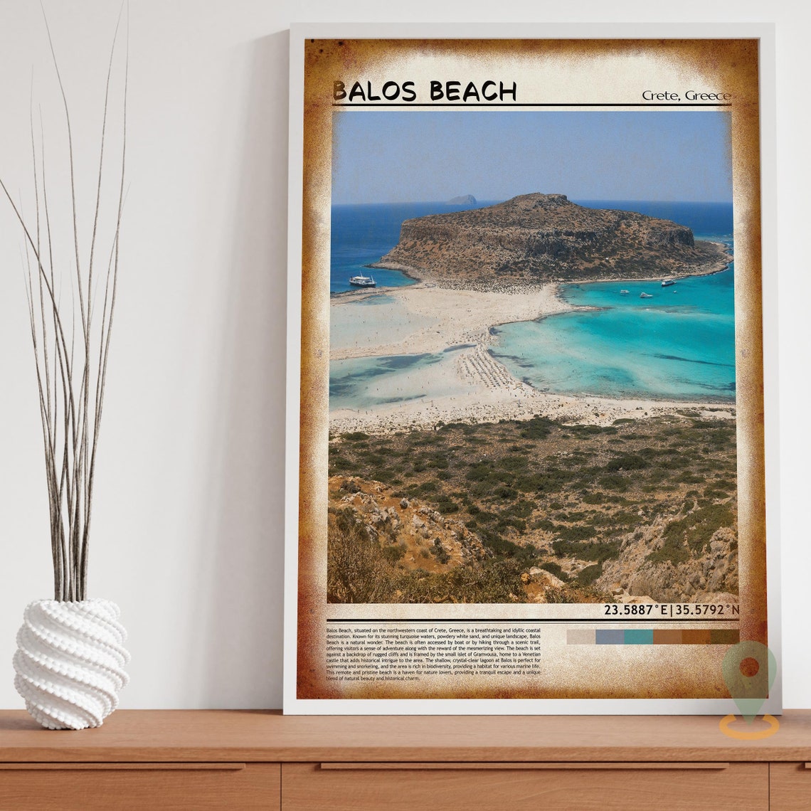 Balos Beach Crete Greece Island Paradise Lagoon Aerial Poster - Image 3