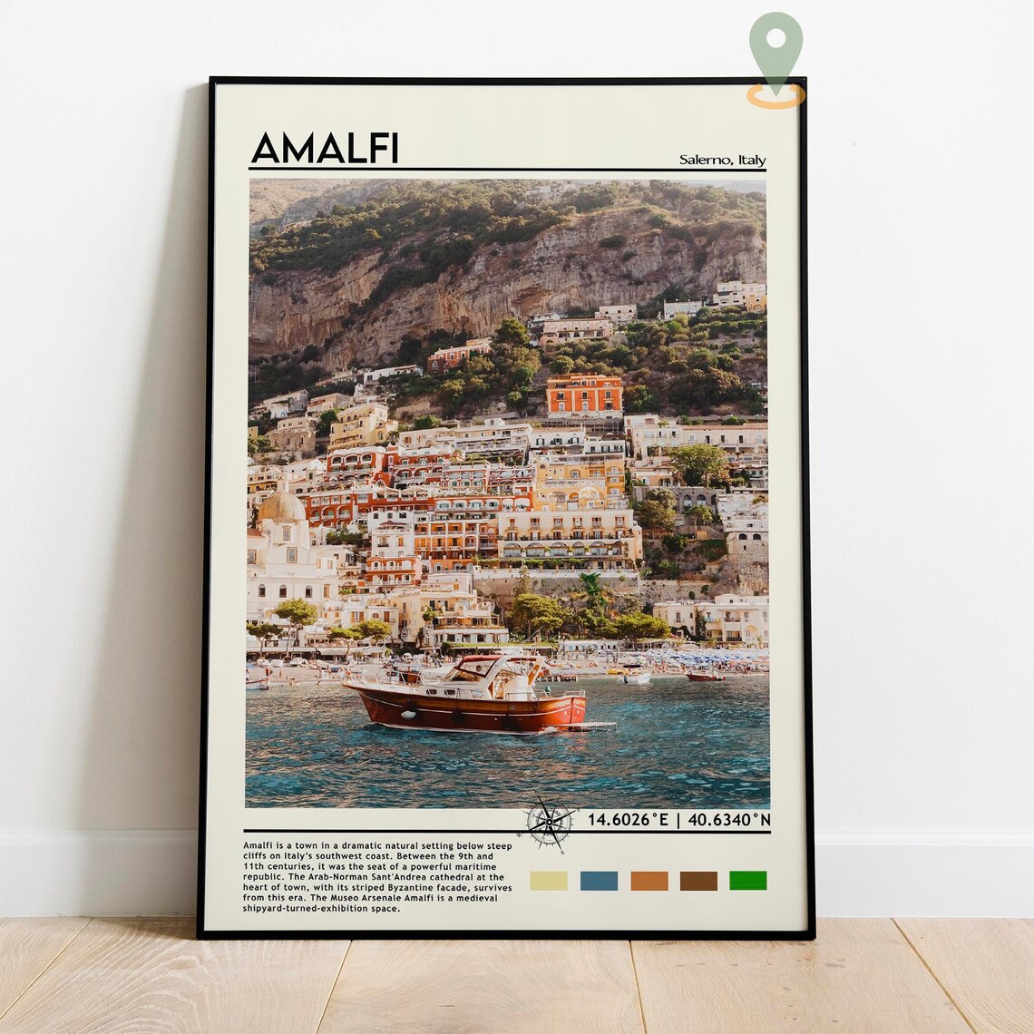Amalfi Italy Coast Colorful Village Boat Photo Travel Poster - Image 2
