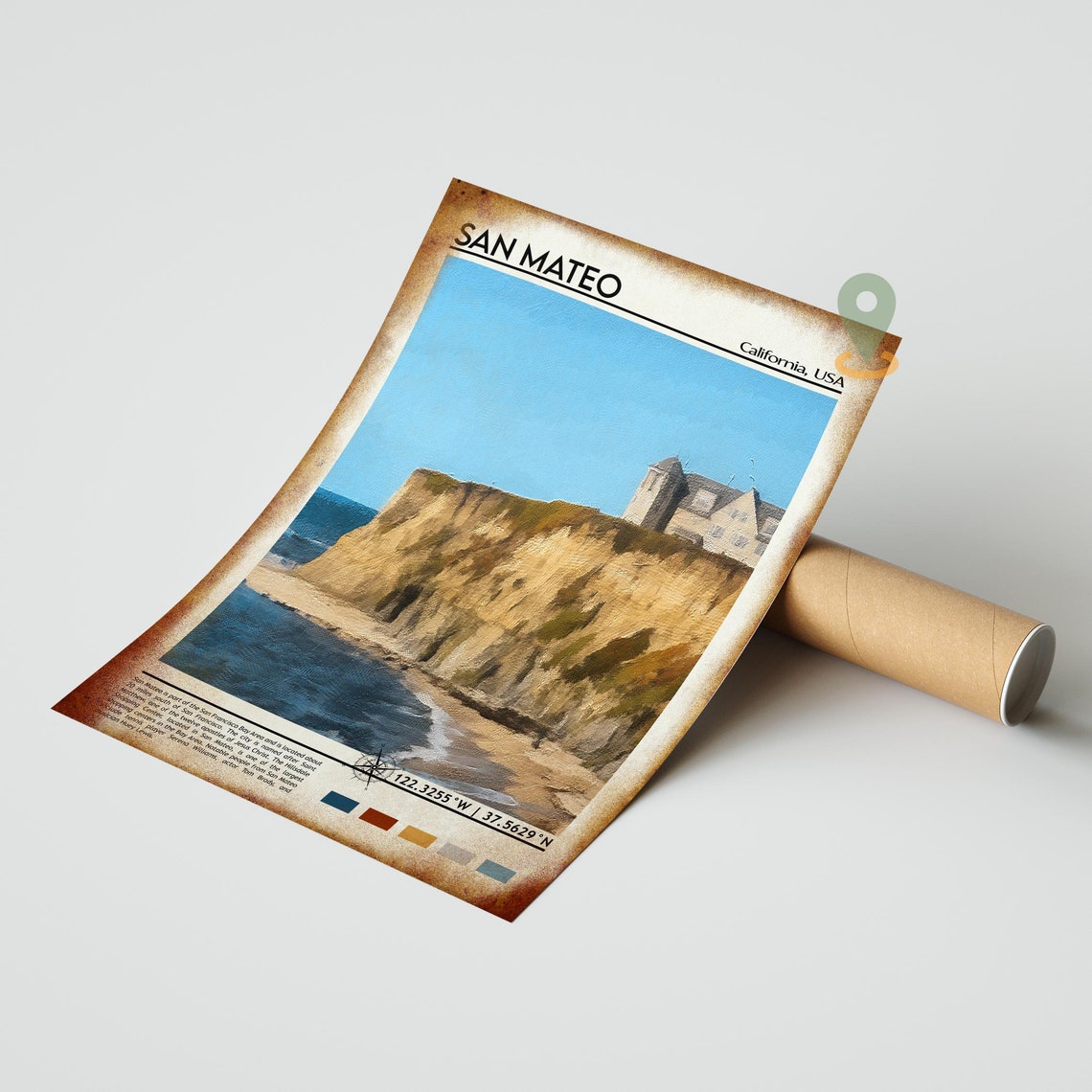 San Mateo Print San Mateo Art San Mateo Poster San Mateo Photo San Mateo Poster Print San Mateo Painting California Travel Poster - Image 5